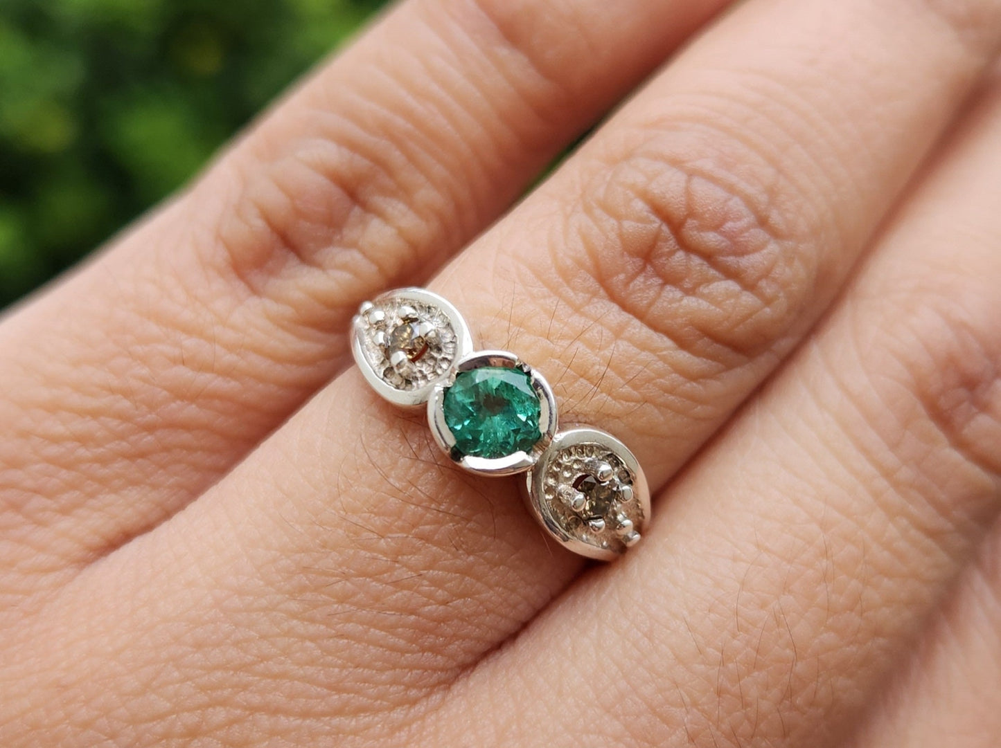 Emerald ring and diamond,silver ring may birthstone, Colombian Emerald, Colombian jewelry, handmade jewelry, gift for she, silver ring
