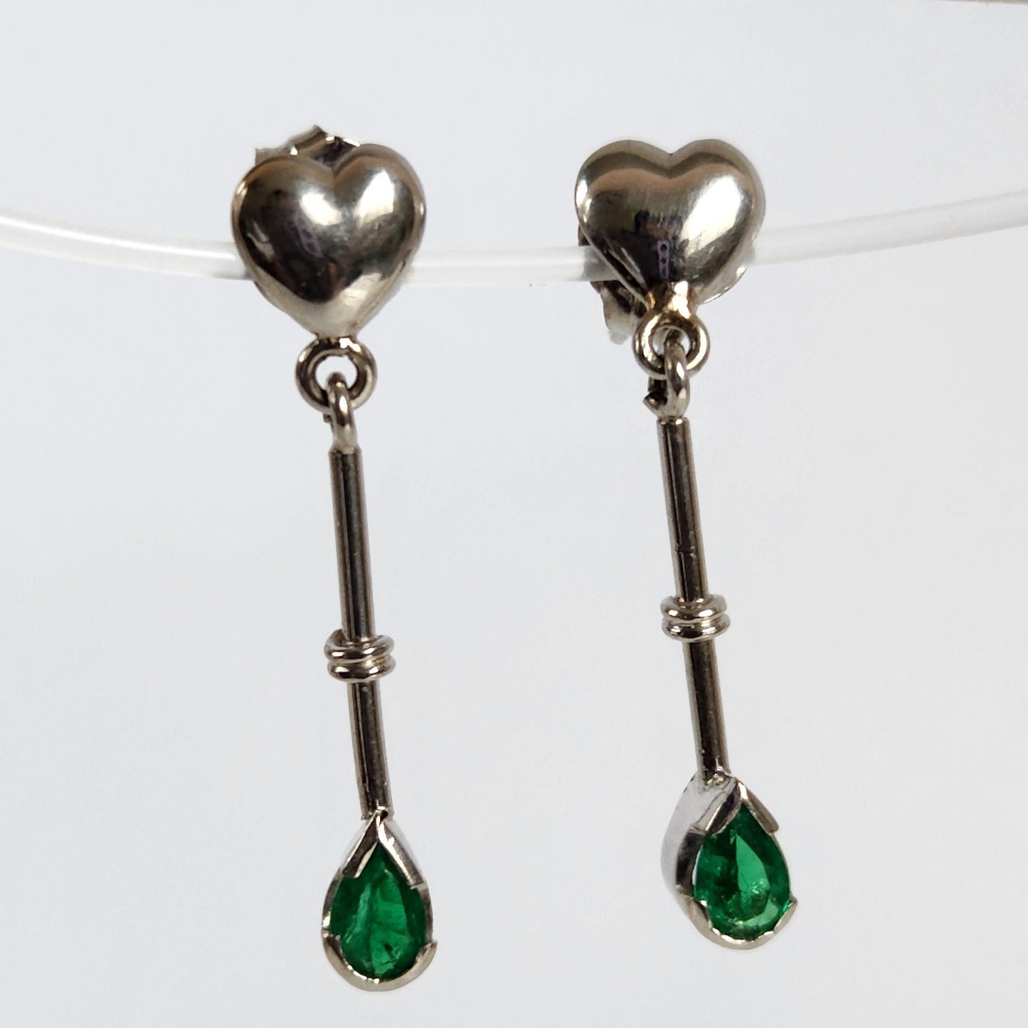 Colombian Emerald earrings 18 kt white gold, vivid green natural emerald, emerald crystal, may birthstone,handmade, colombian jewelry green
