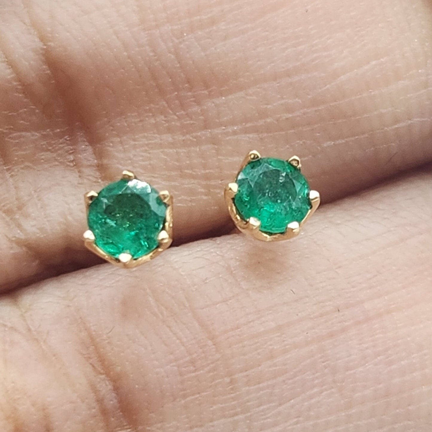 Emerald earrings 18 kt yellow gold, .60 ct colombian emerald, muzo stone, emerald crystal, may birthstone,handmade, colombian jewelry green