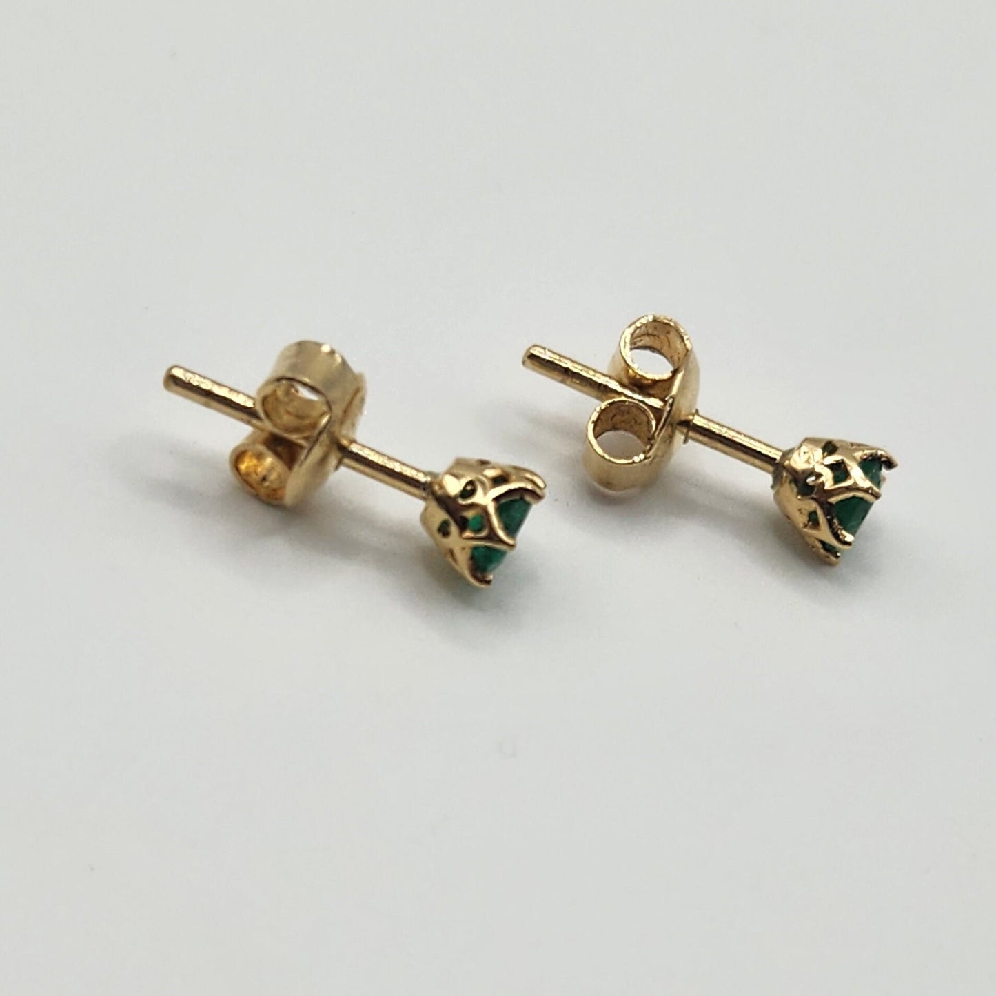 Emerald earrings 18 kt yellow gold, .60 ct colombian emerald, muzo stone, emerald crystal, may birthstone,handmade, colombian jewelry green