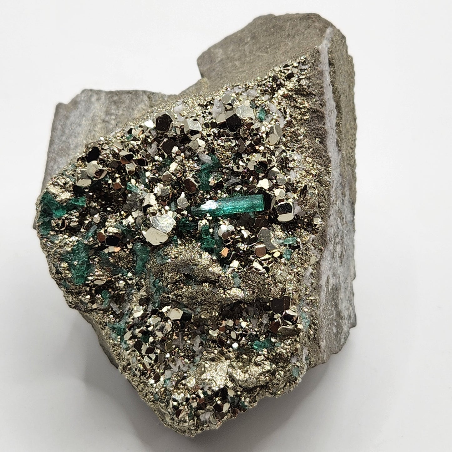 Especimen Esmeralda Colombiano, Muzo, Cuarzo, Macla, Pirita, Natural, Ganga Esmeralda, Cristal Esmeralda, Colombia
