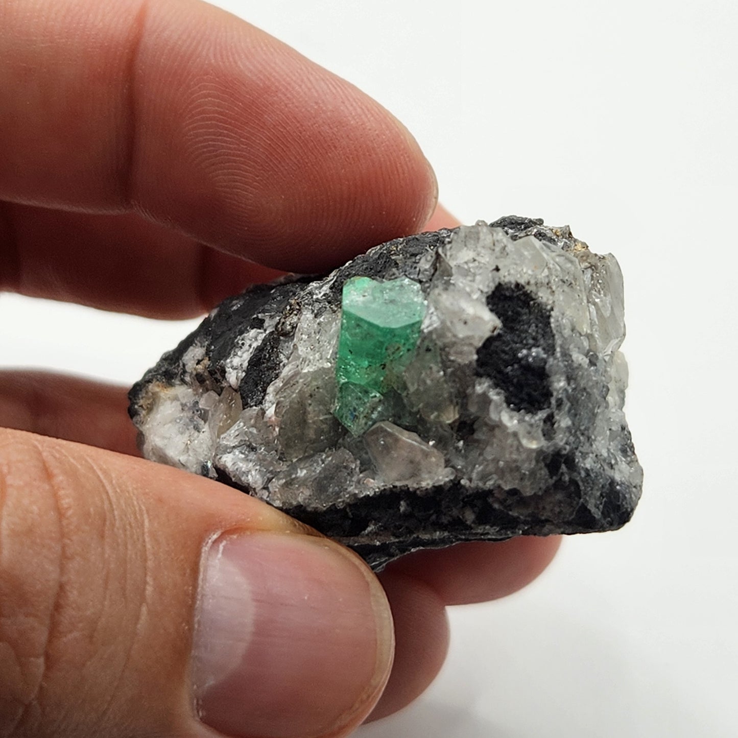 Especimen Esmeraldas Colombianas, Muzo, Cuarzo, Macla, Pirita, Natural, Ganga Esmeralda, Cristales Esmeralda, Colombia