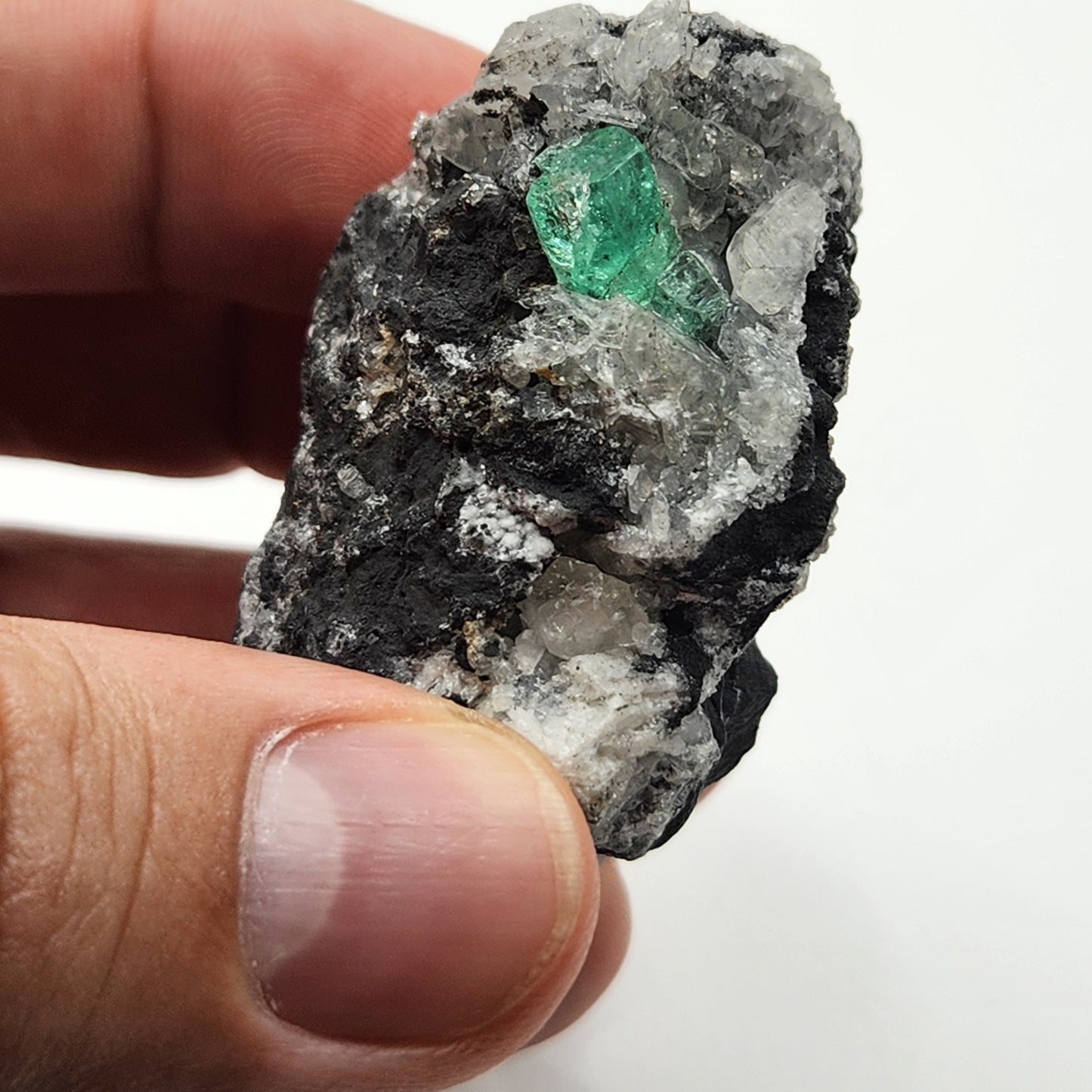 Especimen Esmeraldas Colombianas, Muzo, Cuarzo, Macla, Pirita, Natural, Ganga Esmeralda, Cristales Esmeralda, Colombia
