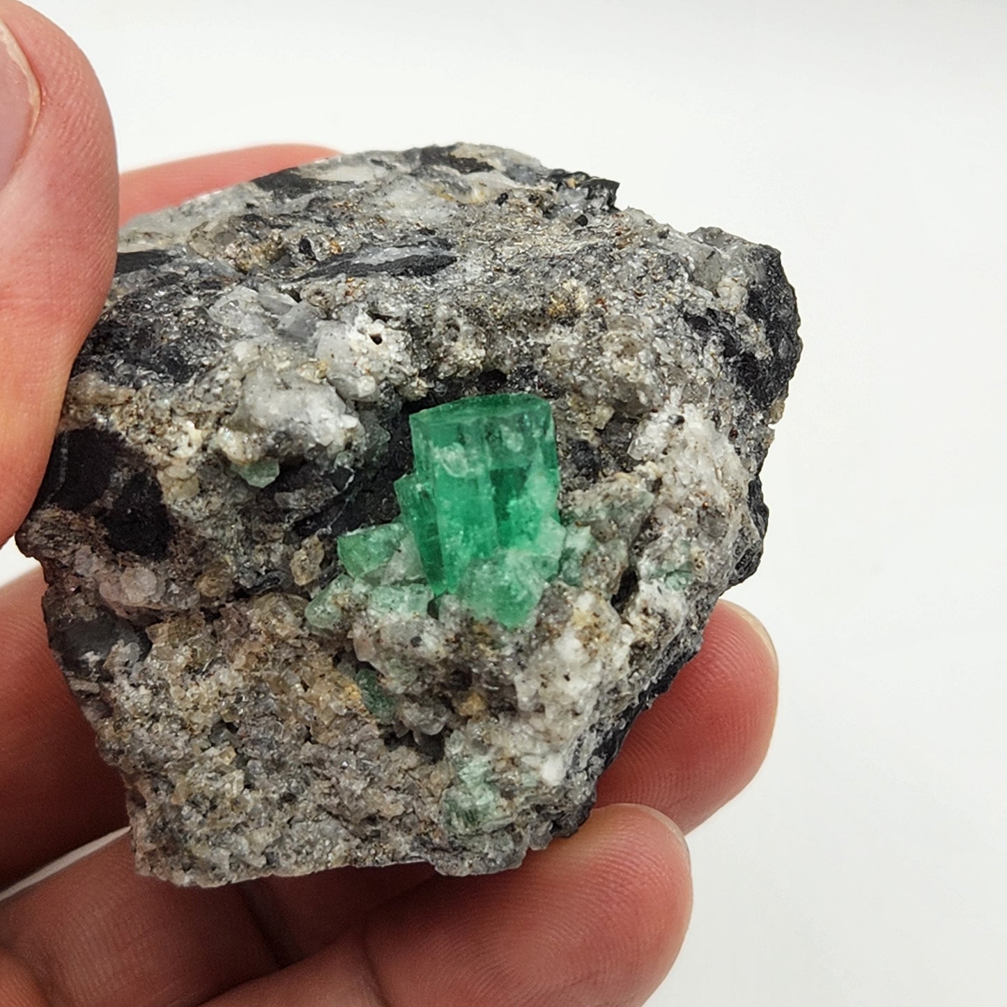Especimen Esmeraldas Colombianas, Muzo, Cuarzo, Macla, Pirita, Natural, Ganga Esmeralda, Cristales Esmeralda, Colombia