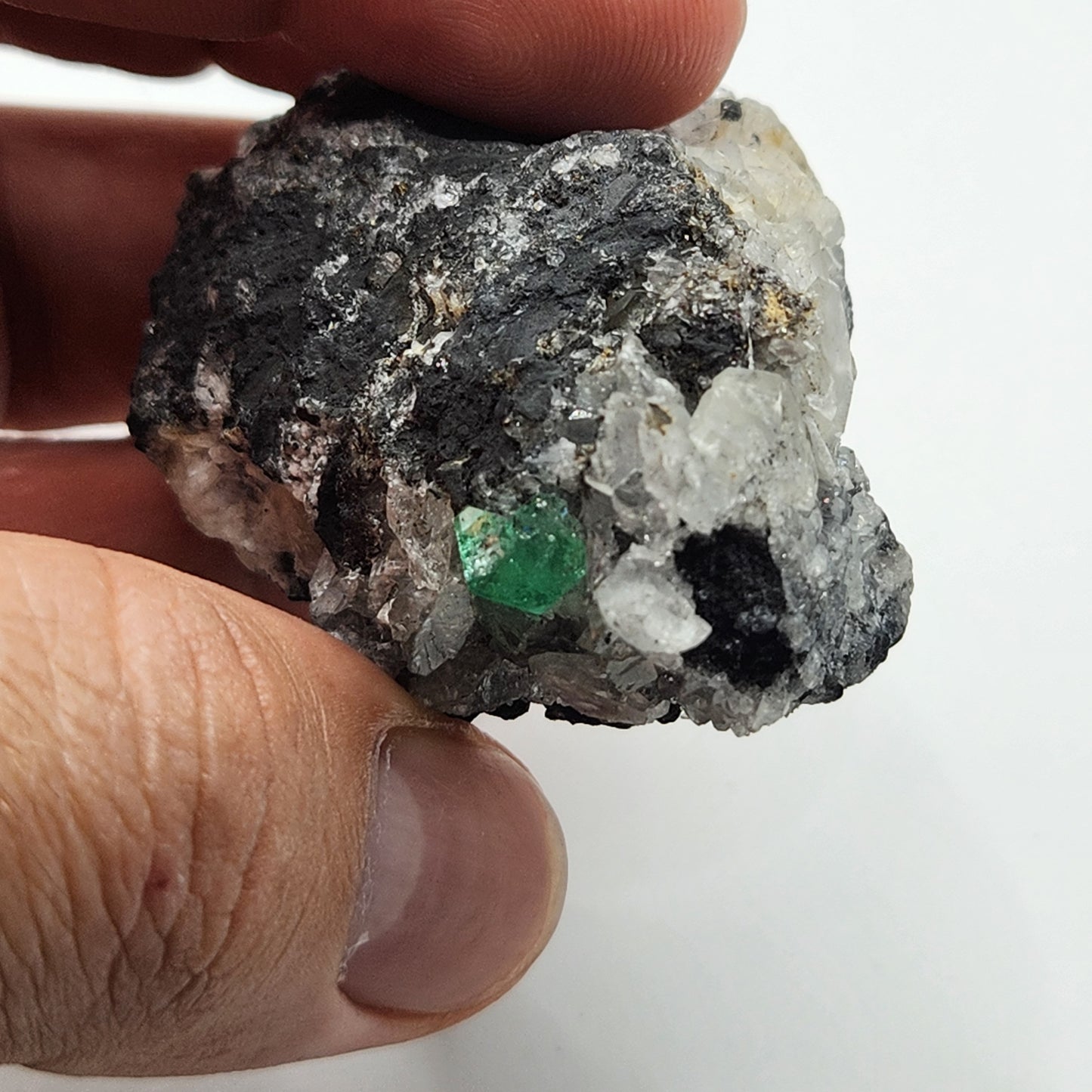 Especimen Esmeraldas Colombianas, Muzo, Cuarzo, Macla, Pirita, Natural, Ganga Esmeralda, Cristales Esmeralda, Colombia