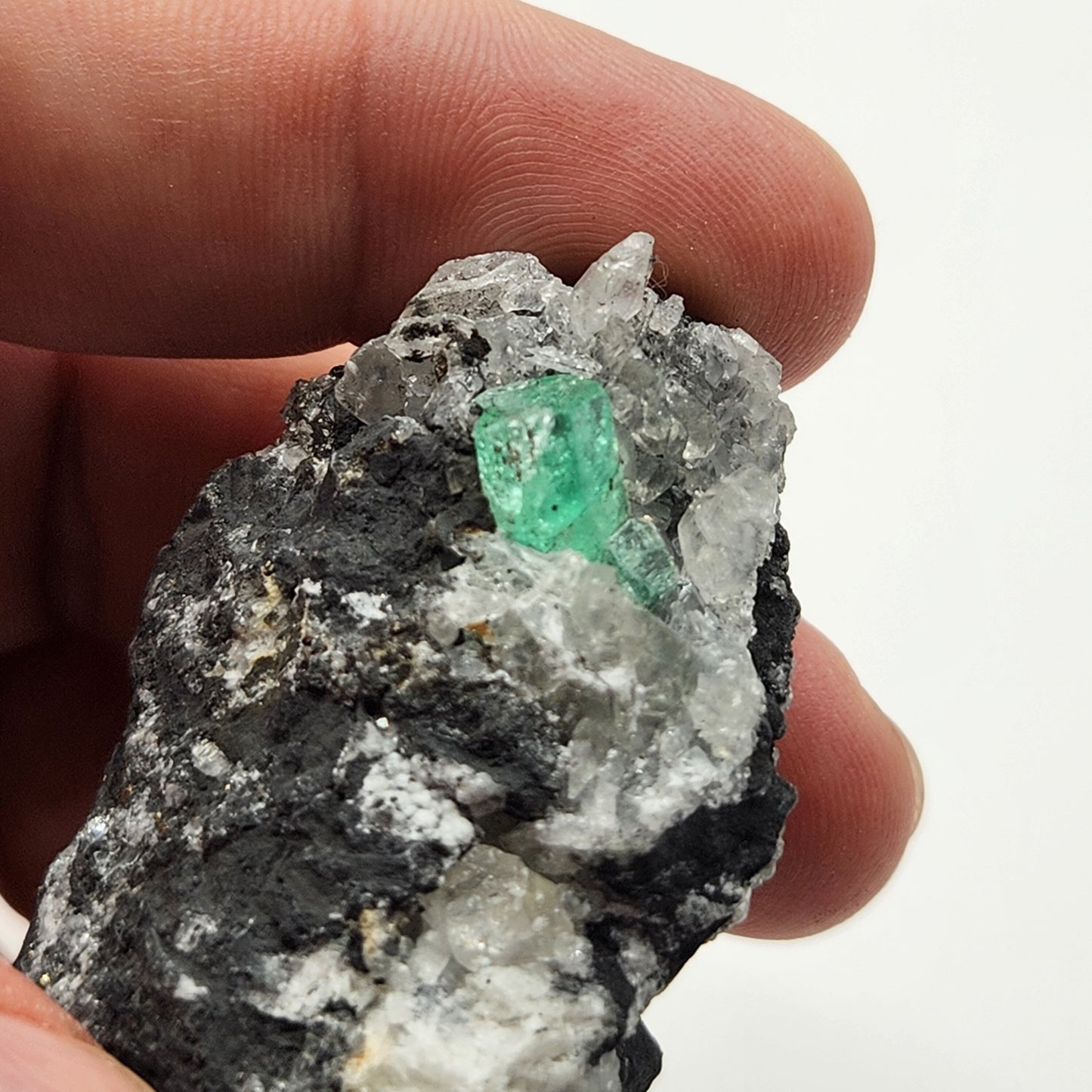 Especimen Esmeraldas Colombianas, Muzo, Cuarzo, Macla, Pirita, Natural, Ganga Esmeralda, Cristales Esmeralda, Colombia