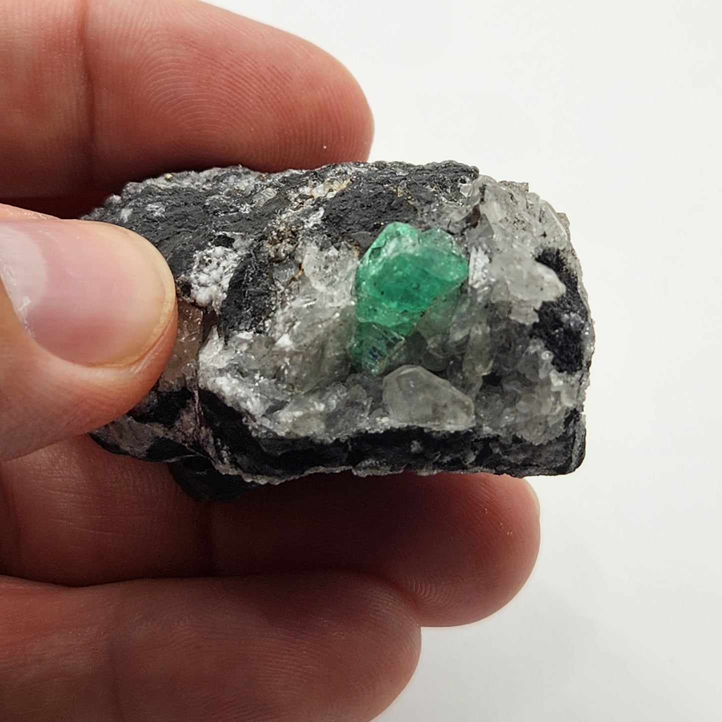 Especimen Esmeraldas Colombianas, Muzo, Cuarzo, Macla, Pirita, Natural, Ganga Esmeralda, Cristales Esmeralda, Colombia