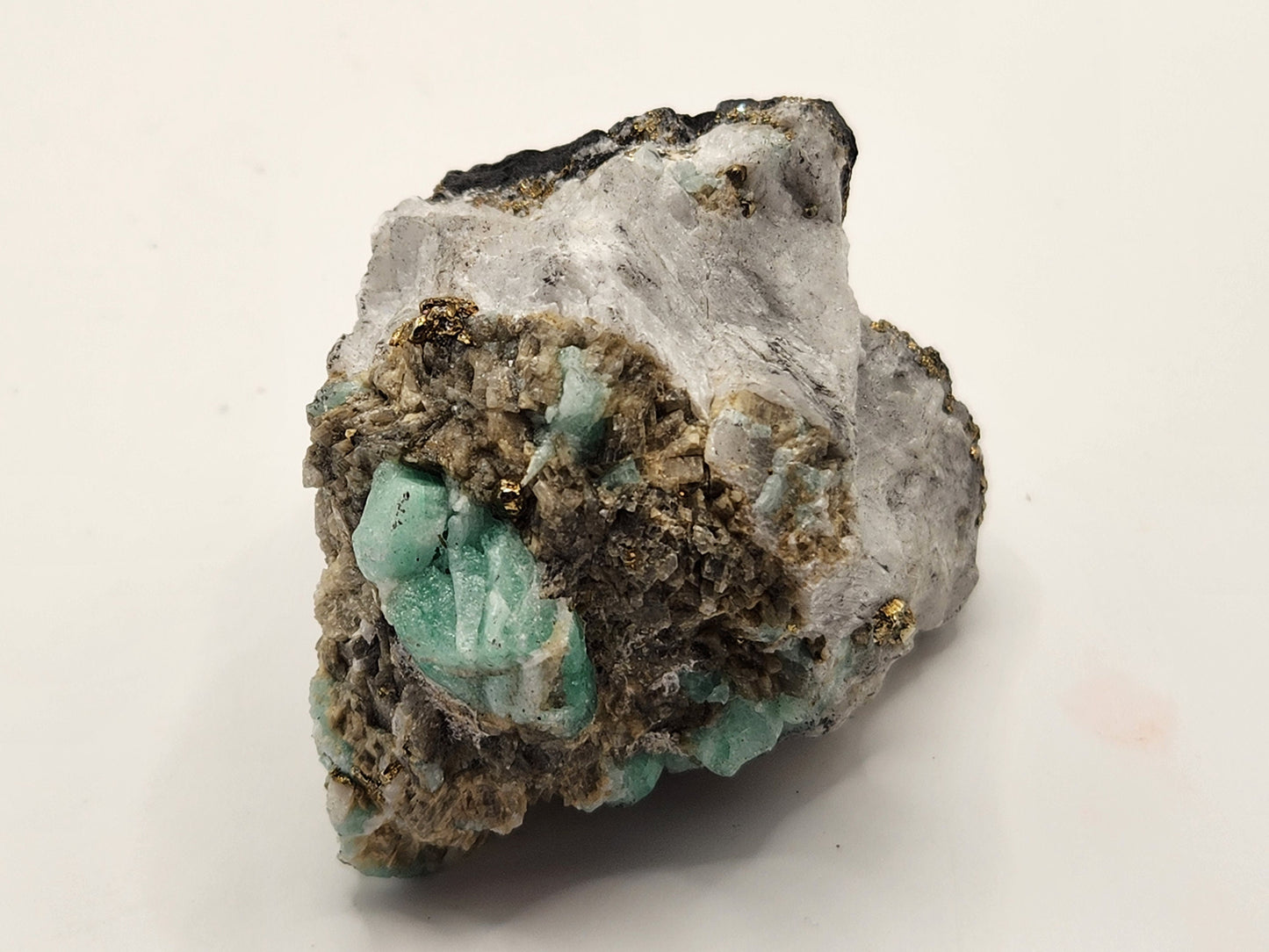 Especimen Esmeraldas Colombianas, Muzo, Cuarzo, Macla, Pirita, Natural, Ganga Esmeralda, Cristales Esmeralda, Colombia