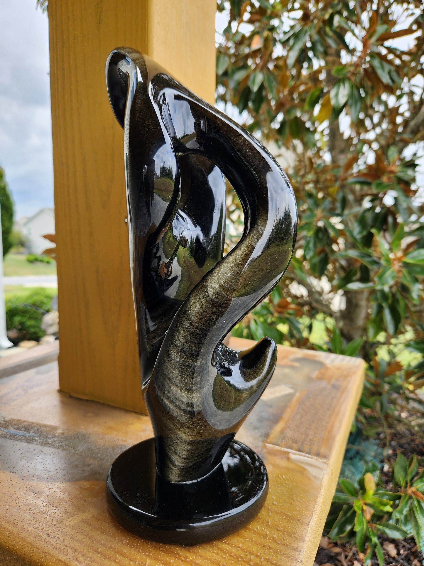 Escultura Obsidiana Mexicana 34cm - Arte Prehispánico Energía Positiva Decoración Única
