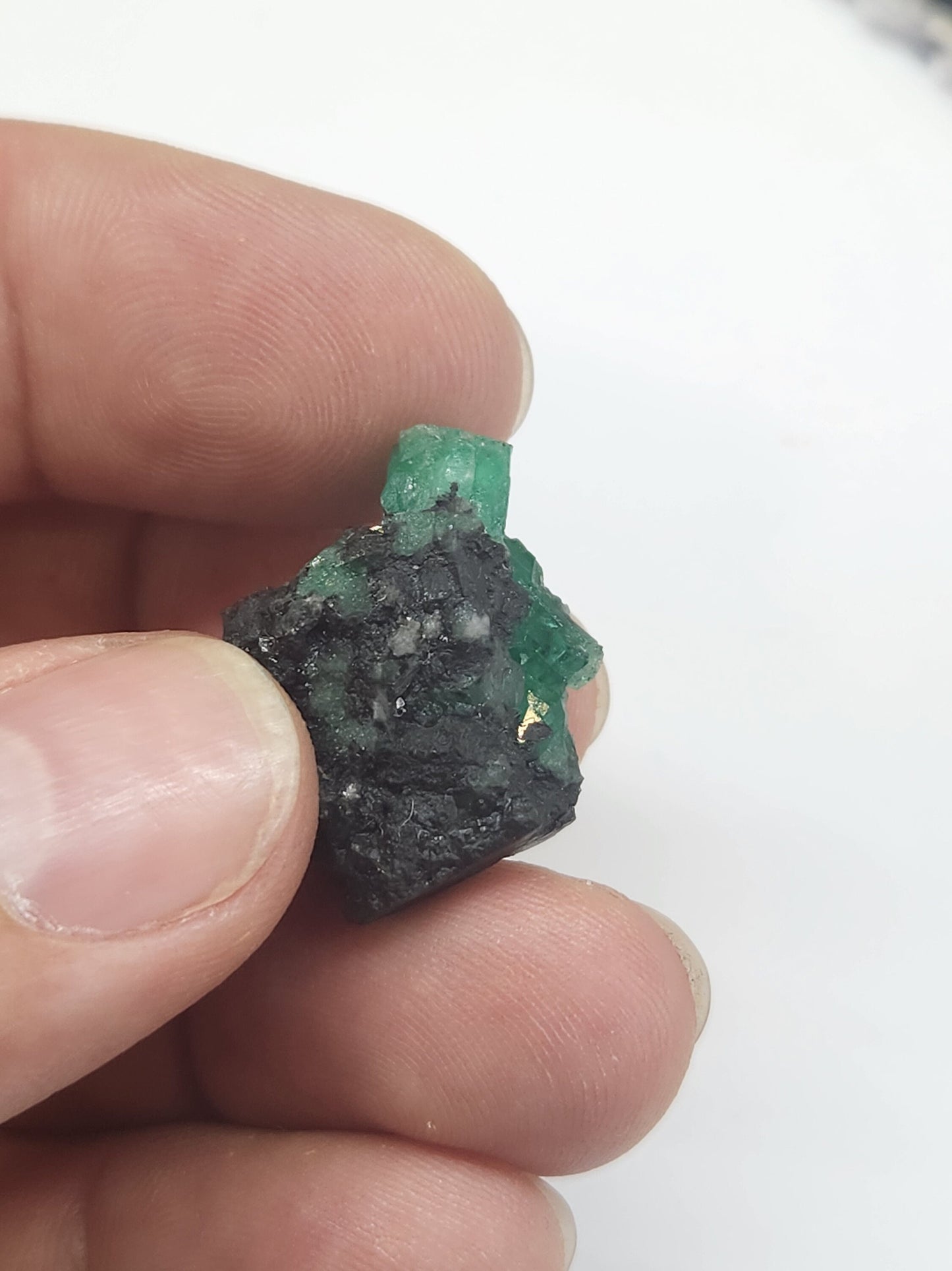 Especimen Esmeraldas Colombianas, Muzo, Cuarzo, Macla, Pirita, Natural, Ganga Esmeralda, Cristales Esmeralda, Colombia