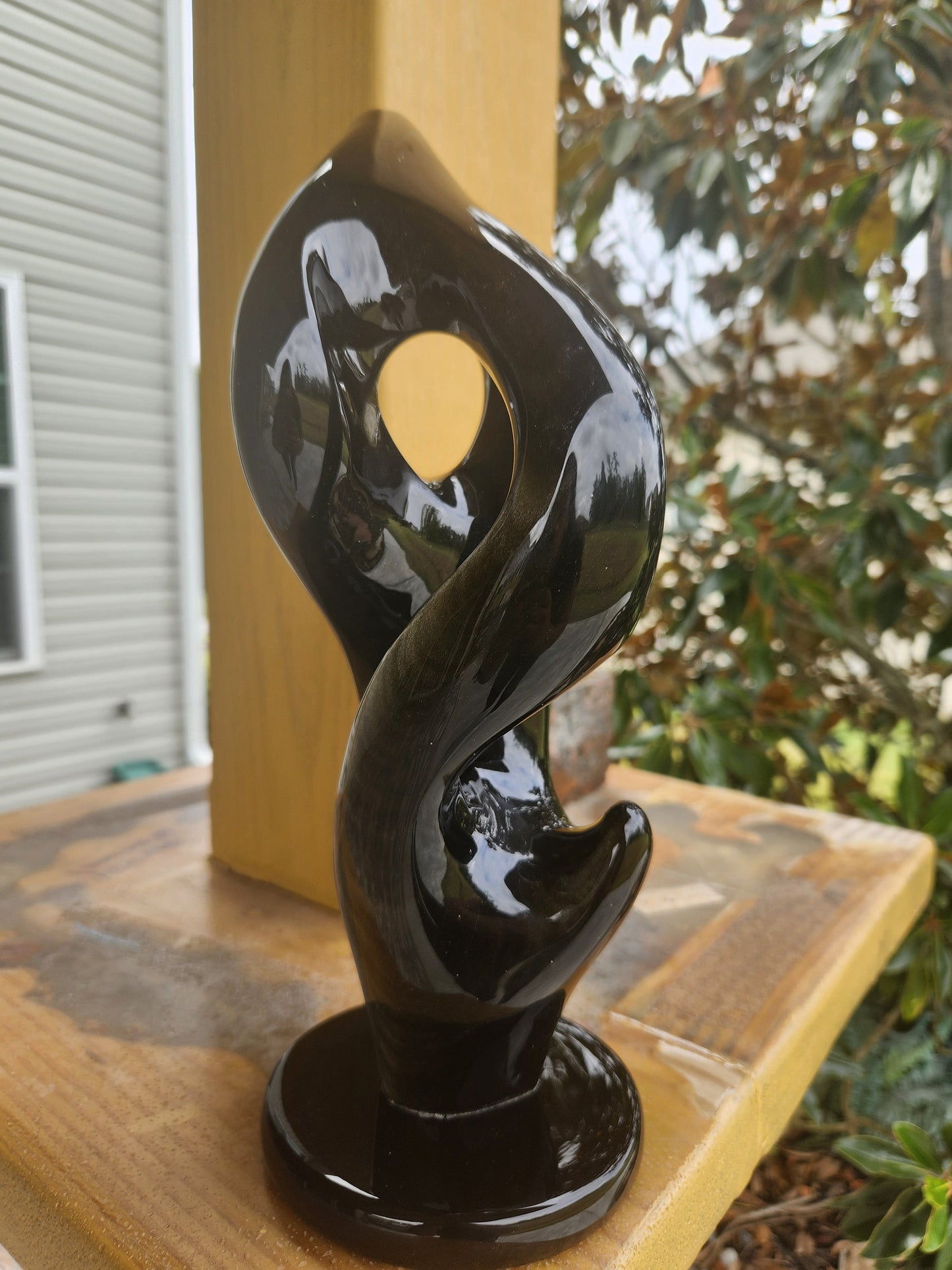 Escultura Obsidiana Mexicana 34cm - Arte Prehispánico Energía Positiva Decoración Única