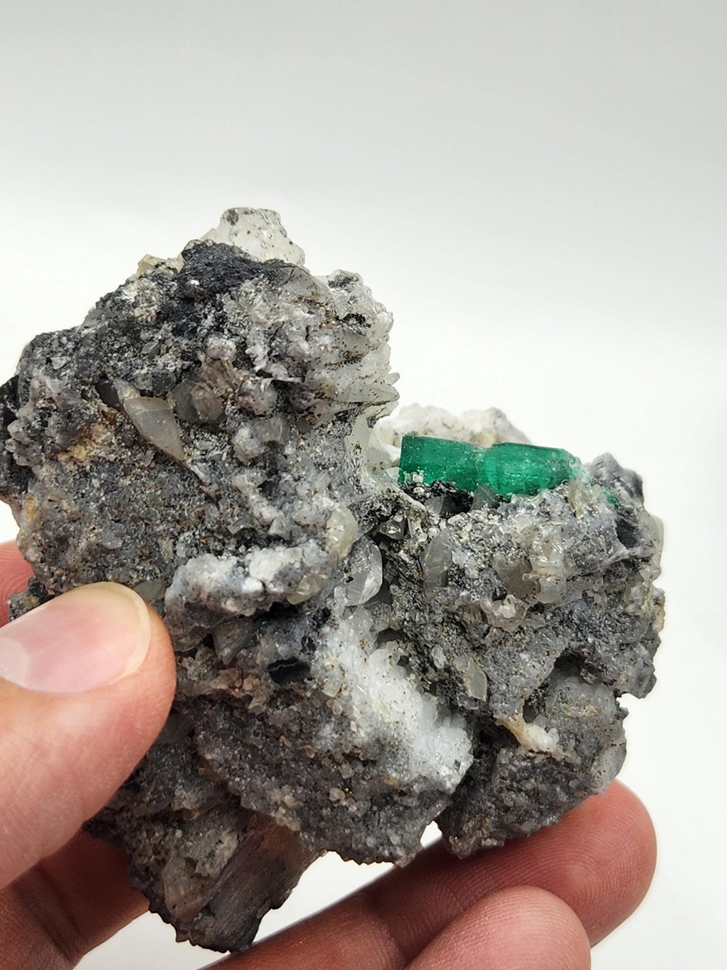 Especimen Esmeraldas Colombianas, Muzo, Cuarzo, Macla, Pirita, Natural, Ganga Esmeralda, Cristales Esmeralda, Colombia