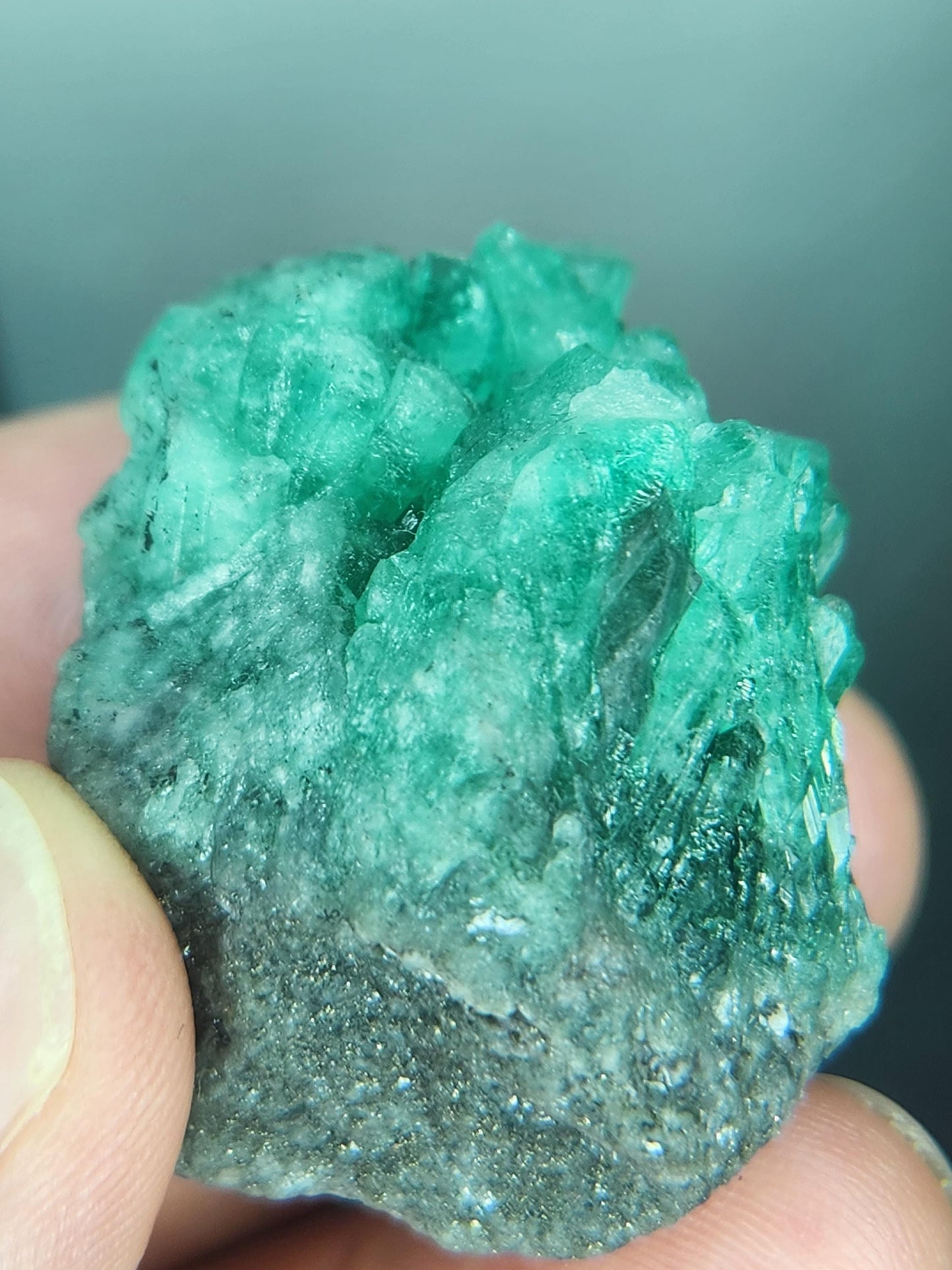 Especimen Esmeraldas Colombianas, Muzo, Cuarzo, Macla, Pirita, Natural, Ganga Esmeralda, Cristales Esmeralda, Colombia