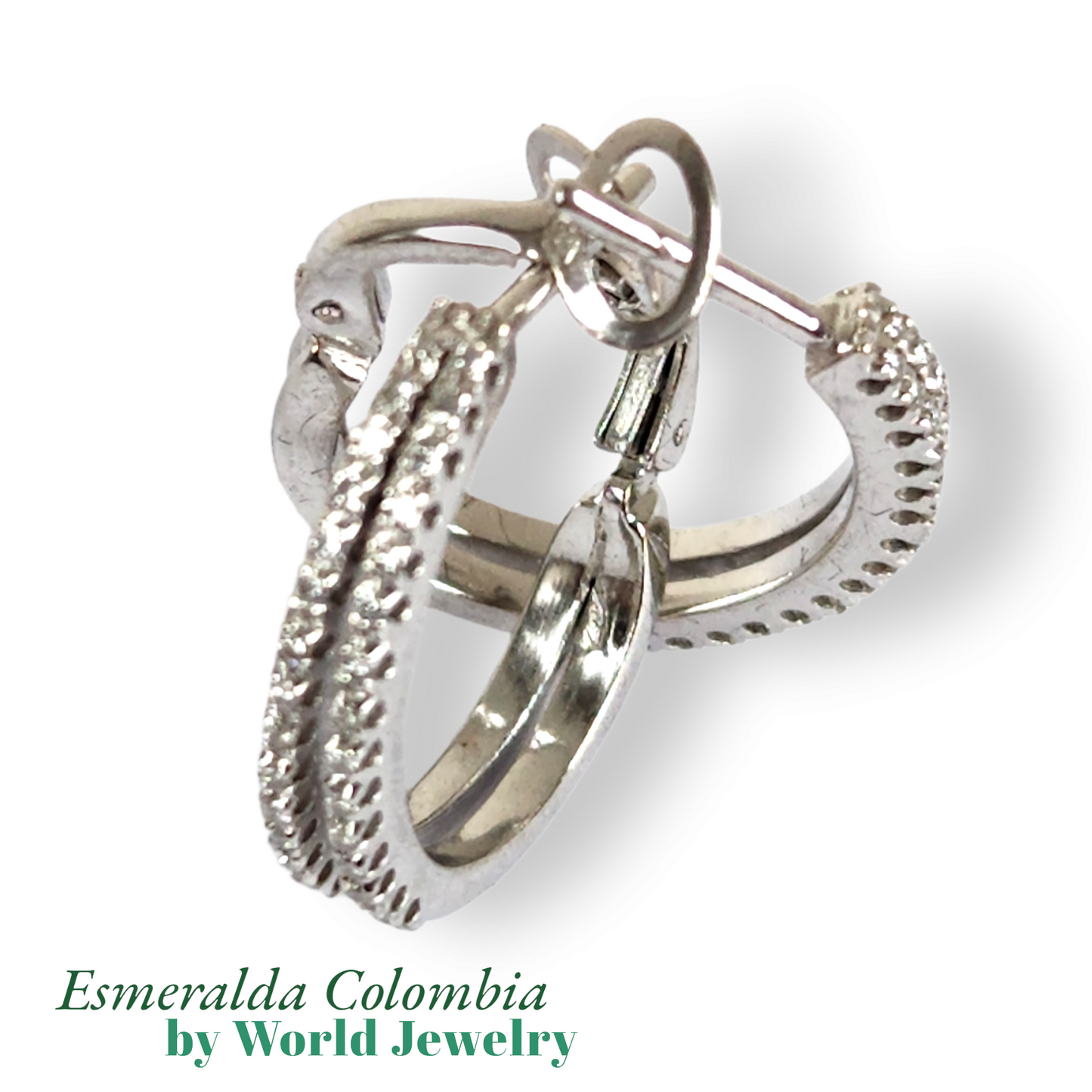 0.60tcw 18k White Gold Diamond Double Hoop Earrings