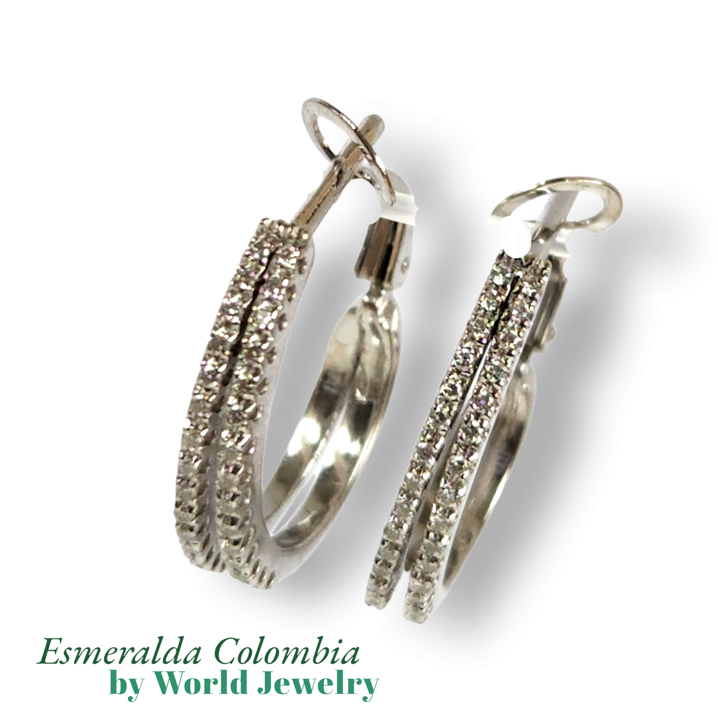 0.60tcw 18k White Gold Diamond Double Hoop Earrings