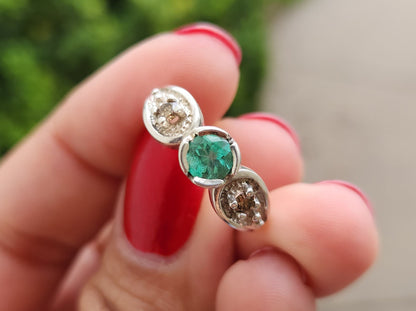 Emerald ring and diamond,silver ring may birthstone, Colombian Emerald, Colombian jewelry, handmade jewelry, gift for she, silver ring