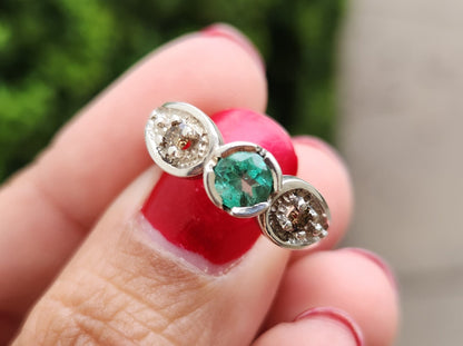 Emerald ring and diamond,silver ring may birthstone, Colombian Emerald, Colombian jewelry, handmade jewelry, gift for she, silver ring