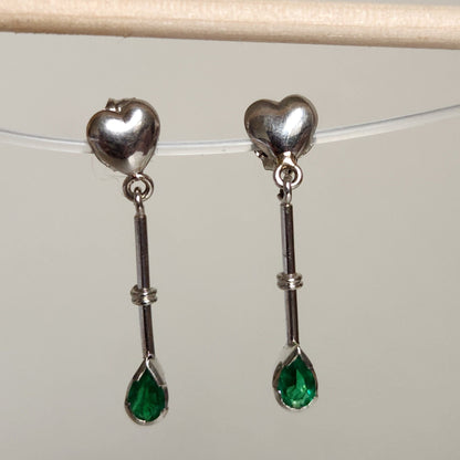 Colombian Emerald earrings 18 kt white gold, vivid green natural emerald, emerald crystal, may birthstone,handmade, colombian jewelry green