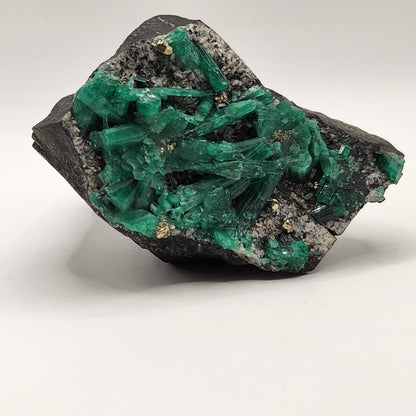 Especimen Esmeraldas Colombianas, Muzo, Cuarzo, Macla, Pirita, Natural, Ganga Esmeralda, Cristales Esmeralda, Colombia