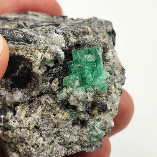 Especimen Esmeraldas Colombianas, Muzo, Cuarzo, Macla, Pirita, Natural, Ganga Esmeralda, Cristales Esmeralda, Colombia