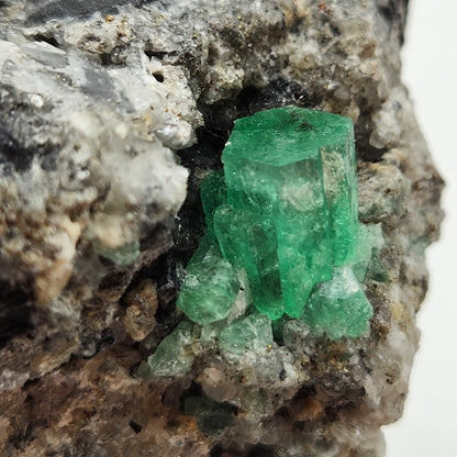 Especimen Esmeraldas Colombianas, Muzo, Cuarzo, Macla, Pirita, Natural, Ganga Esmeralda, Cristales Esmeralda, Colombia