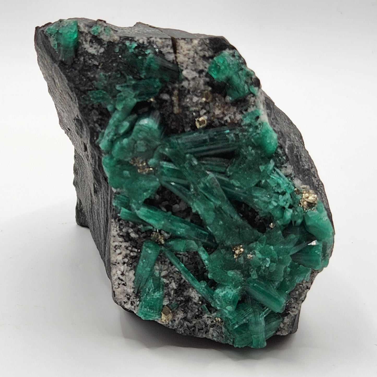 Especimen Esmeraldas Colombianas, Muzo, Cuarzo, Macla, Pirita, Natural, Ganga Esmeralda, Cristales Esmeralda, Colombia