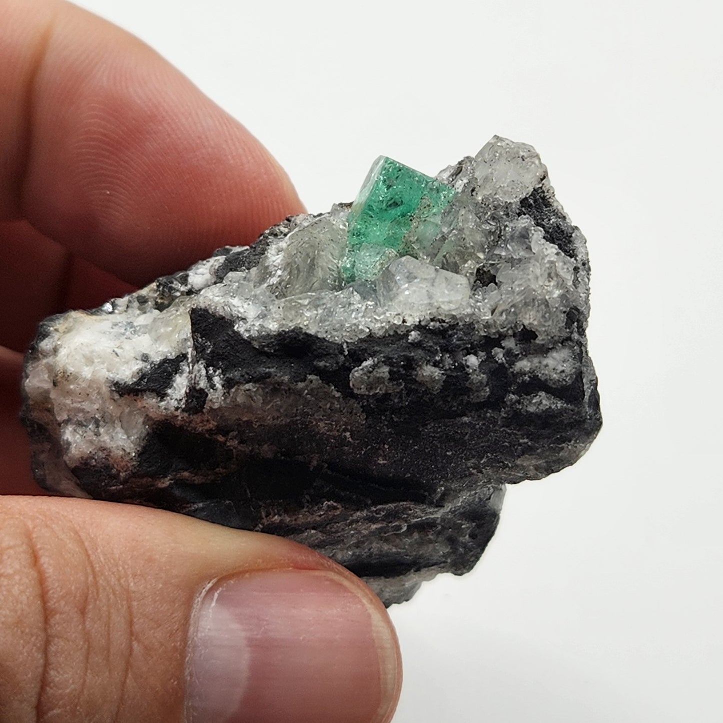 Especimen Esmeraldas Colombianas, Muzo, Cuarzo, Macla, Pirita, Natural, Ganga Esmeralda, Cristales Esmeralda, Colombia