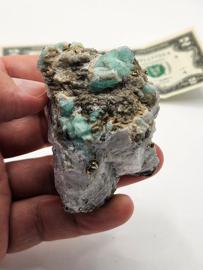 Especimen Esmeraldas Colombianas, Muzo, Cuarzo, Macla, Pirita, Natural, Ganga Esmeralda, Cristales Esmeralda, Colombia