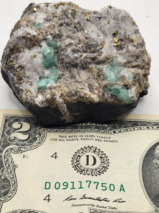 Especimen Esmeraldas Colombianas, Muzo, Cuarzo, Macla, Pirita, Natural, Ganga Esmeralda, Cristales Esmeralda, Colombia