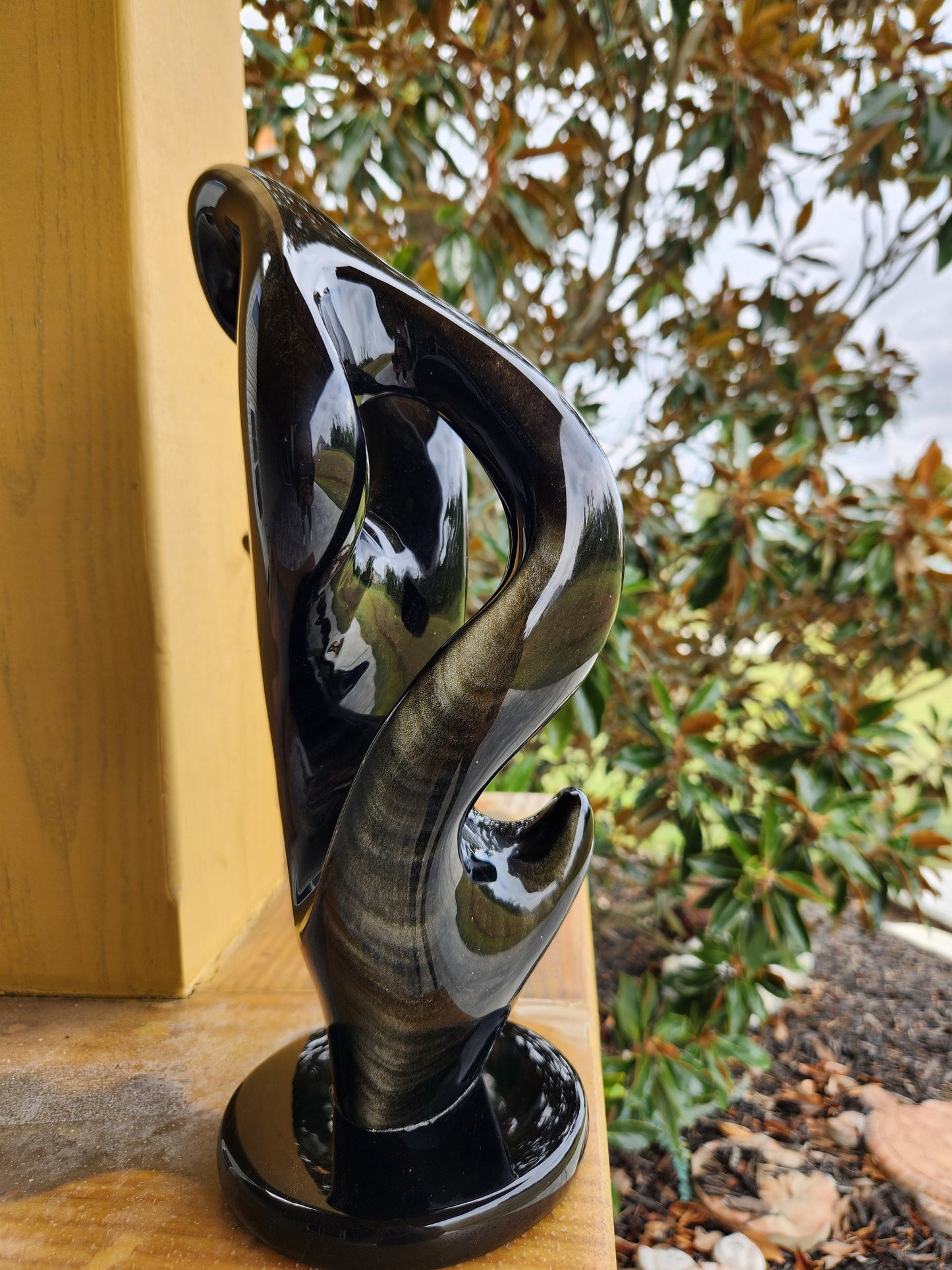 Escultura Obsidiana Mexicana 34cm - Arte Prehispánico Energía Positiva Decoración Única
