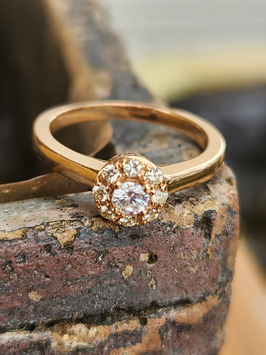 Beautiful Ring natural diamond 0.60 ct, rose gold 18 kt,apr birthstone, Colombian jewelry, luxury jewelry, handmade, gifts for her
