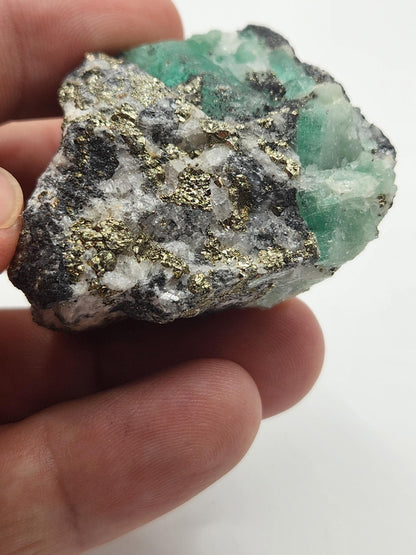 Especimen Esmeralda Colombiano, Muzo, Cuarzo, Macla, Calcita, Pirita, Natural, Ganga Esmeralda, Cristal Esmeralda, Colombia
