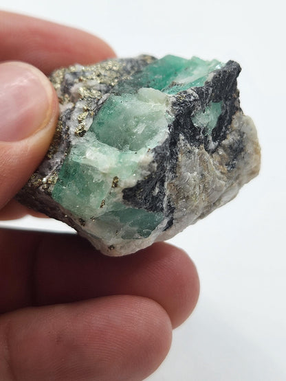 Especimen Esmeralda Colombiano, Muzo, Cuarzo, Macla, Calcita, Pirita, Natural, Ganga Esmeralda, Cristal Esmeralda, Colombia