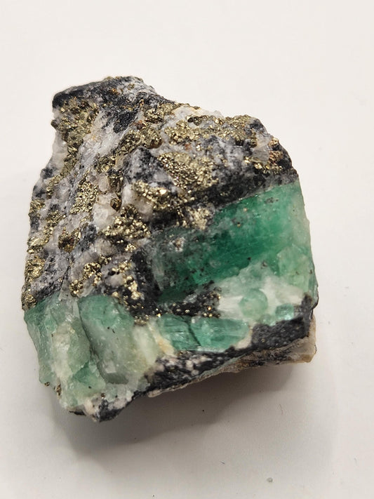 Especimen Esmeralda Colombiano, Muzo, Cuarzo, Macla, Calcita, Pirita, Natural, Ganga Esmeralda, Cristal Esmeralda, Colombia