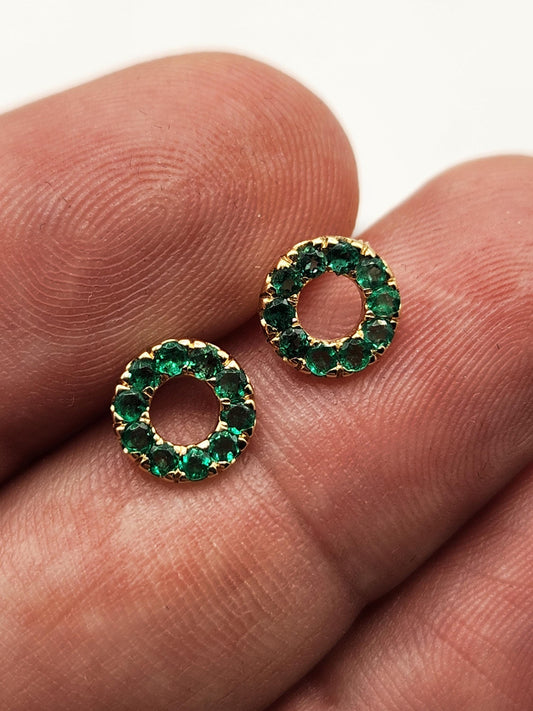 Handmade Colombian Emerald Earrings in 18 kt Yellow Gold, Vivid Green Natural Emerald, May Birthstone Jewelry, Unique Colombian accesories