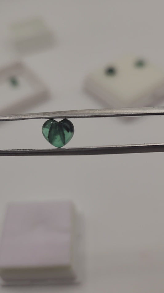 Trapiche of emeralds, cut heart