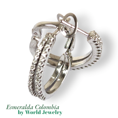 0.60tcw 18k White Gold Diamond Double Hoop Earrings