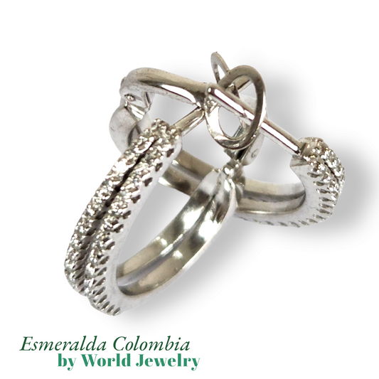 0.60tcw 18k White Gold Diamond Double Hoop Earrings